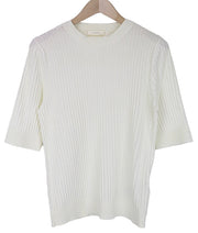 SUISTUDIO Randy Women's Tee XL Off-White Rib Knit Slim Cotton Crew Neck