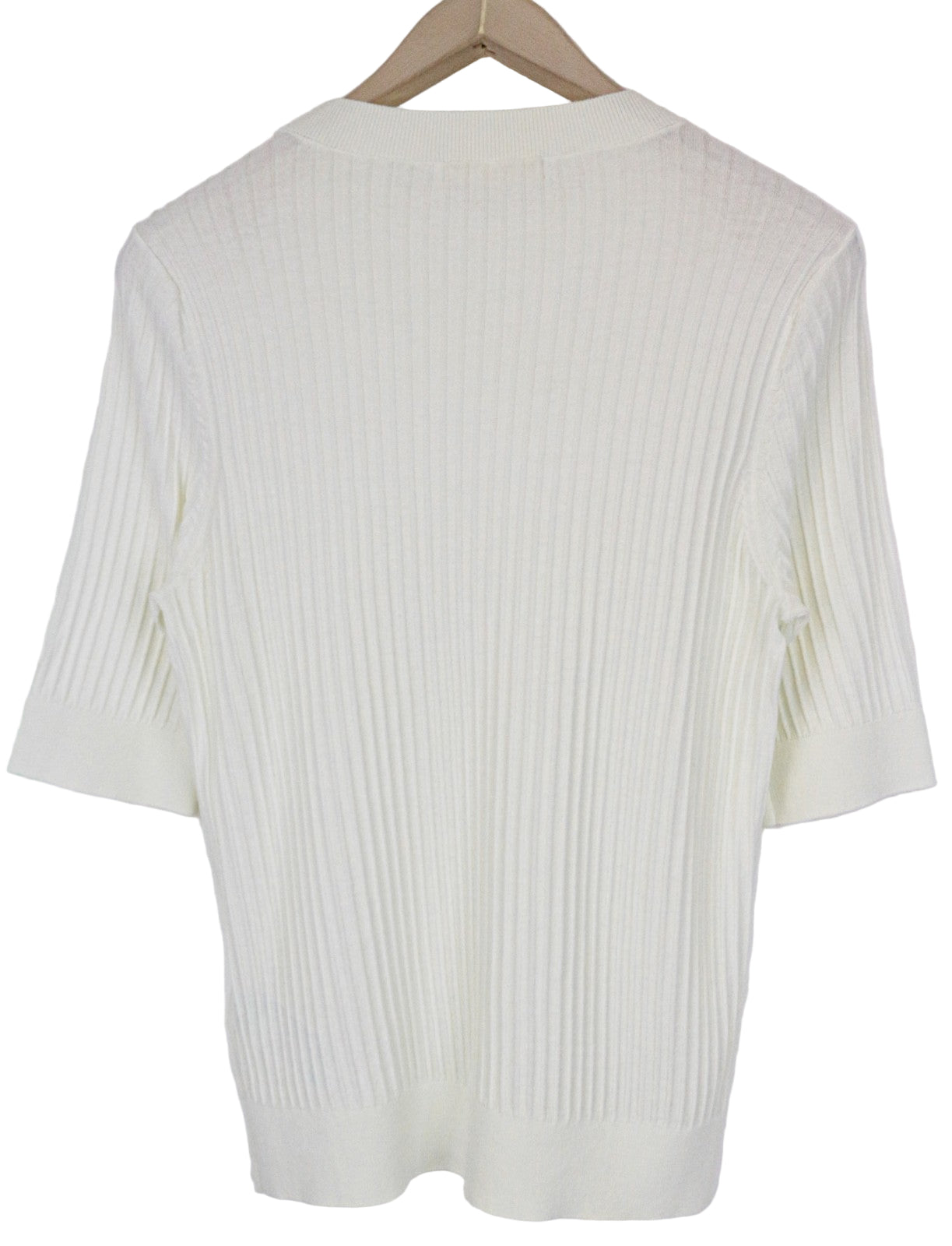 SUISTUDIO Randy Women's Tee XL Off-White Rib Knit Slim Cotton Crew Neck