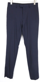 SANDRO Men's Pants EU38 Navy Blue Wool Blend Slim Melange Flat Front Style