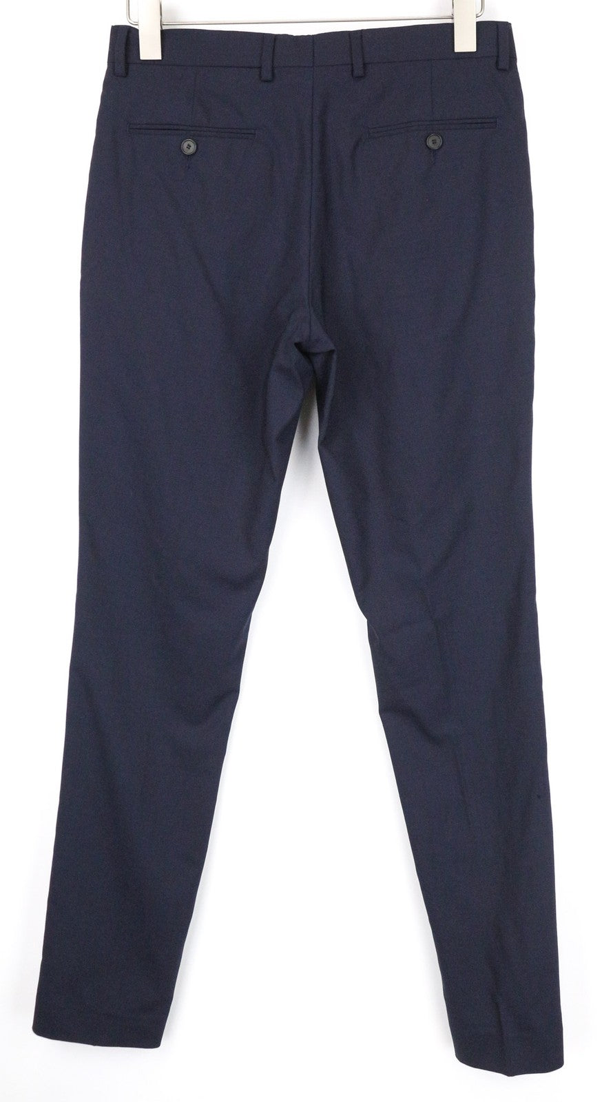 SANDRO Men's Pants EU38 Navy Blue Wool Blend Slim Melange Flat Front Style