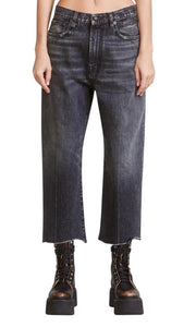 R13 Ankled D'Arcy Women Jeans 27 Everit Black Faded Cropped Straight Fit Denim