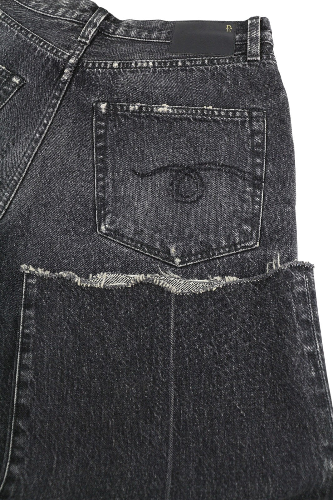 R13 Ankled D'Arcy Women Jeans 27 Everit Black Faded Cropped Straight Fit Denim