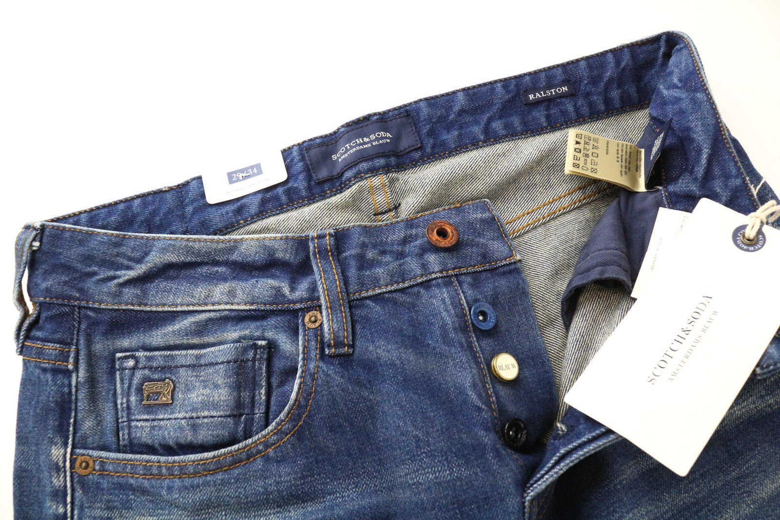 SCOTCH & SODA Ralston Men's Jeans W29/L34 Blue Slim Regular Non-Stretch Denim