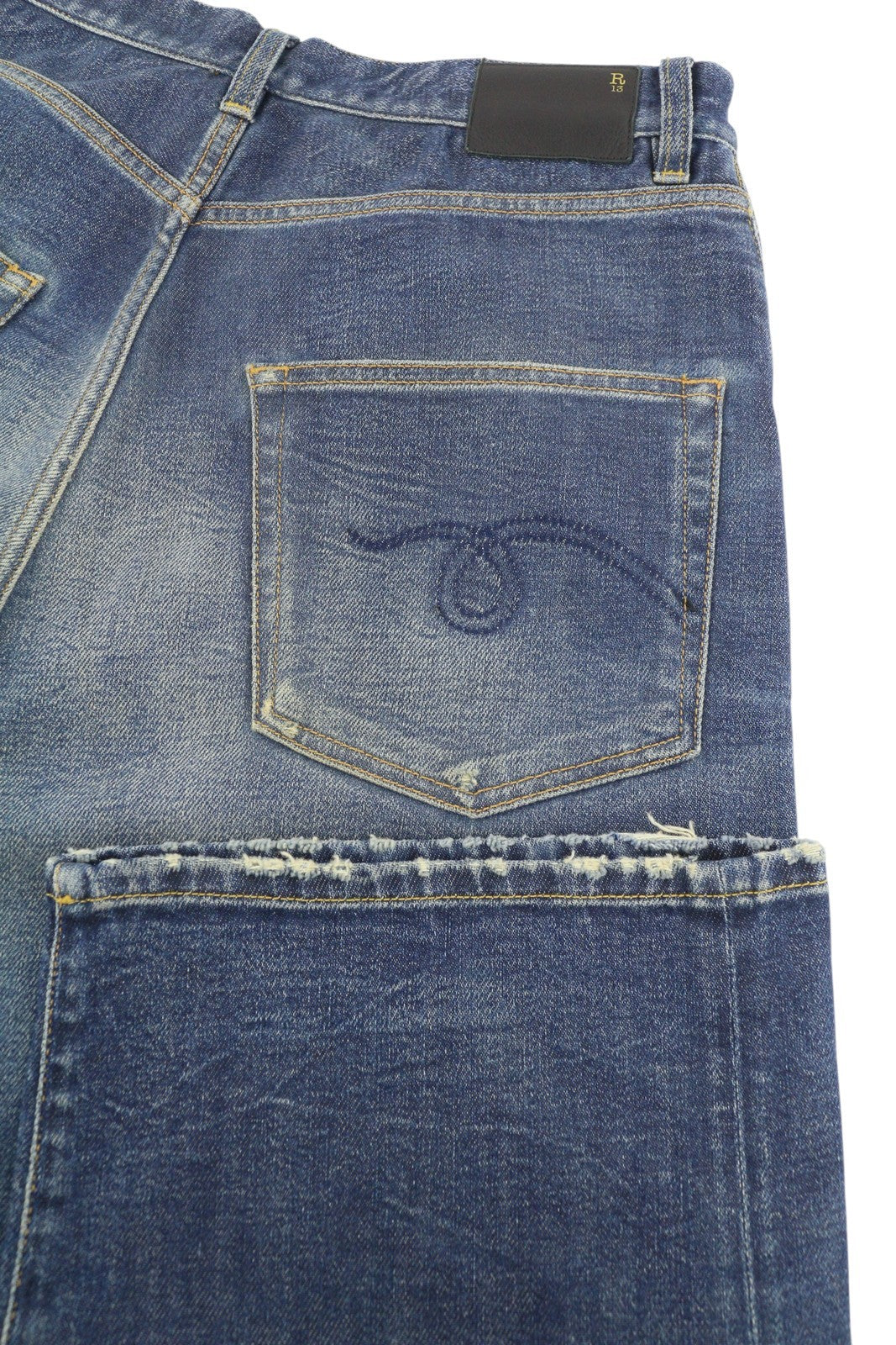 R13 Venti Women Jeans 27 Ansel Blue Washed Faded Baggy Loose Fit Denim RRP€799