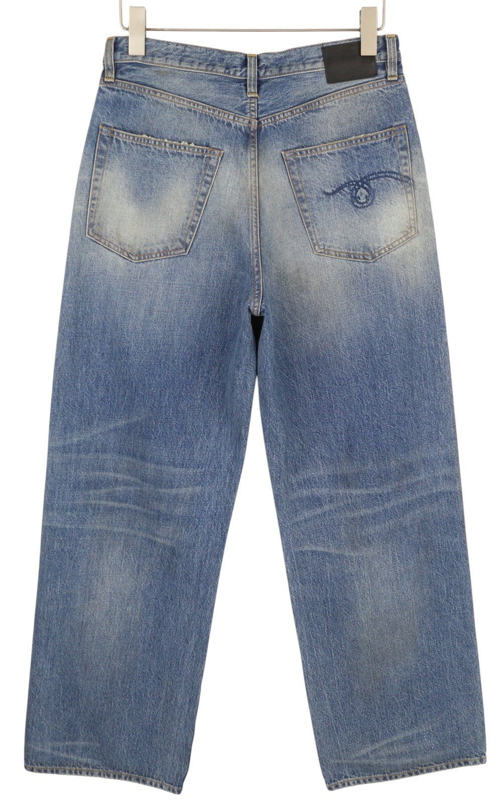 R13 Damon Pleated Wide Leg Women Jeans 27 Amber Blue Faded Dirty Look Denim