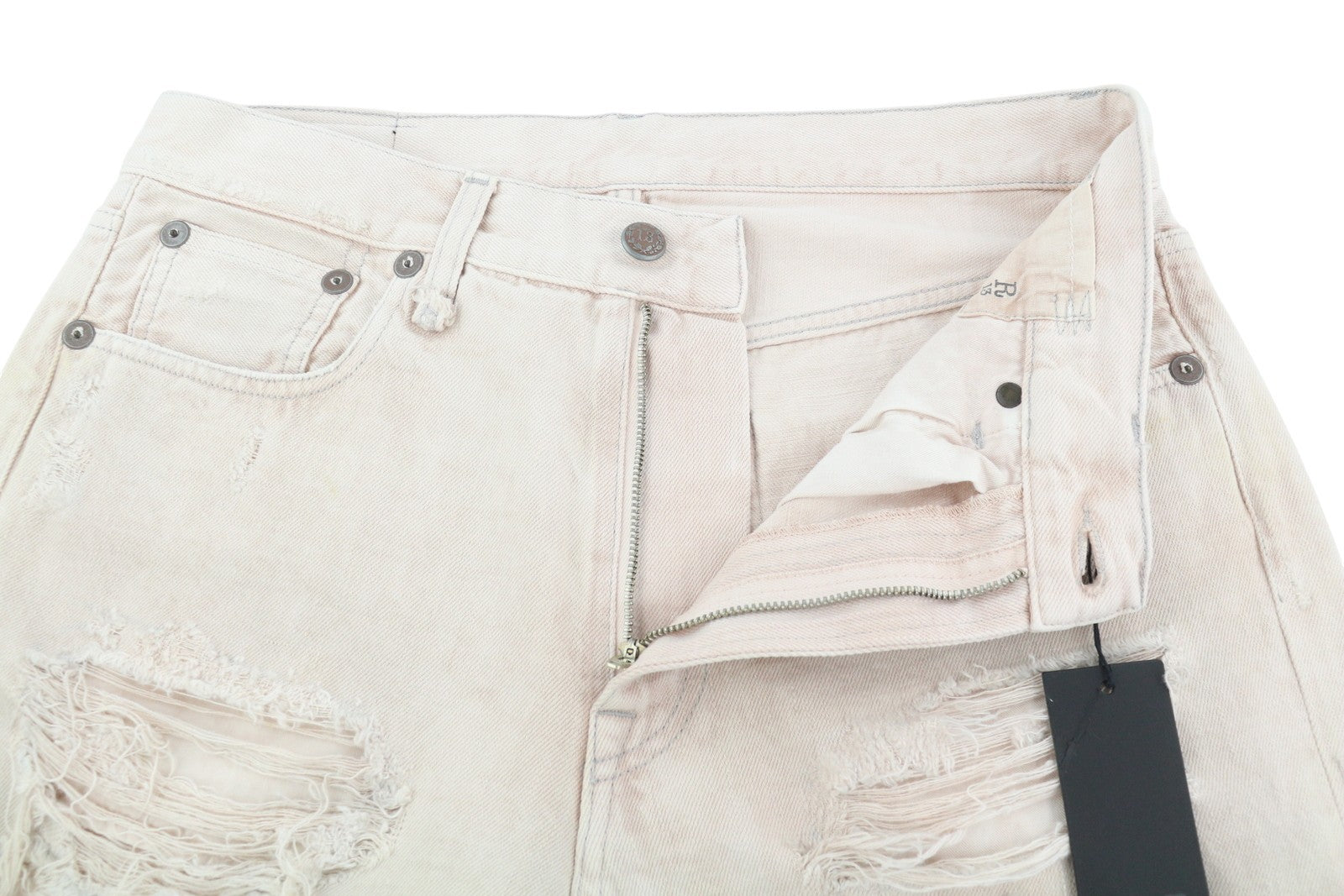 R13 Boyfriend Women Jeans 27 Peyton Pink Distress Ripped Zip Fly Denim RRP€699