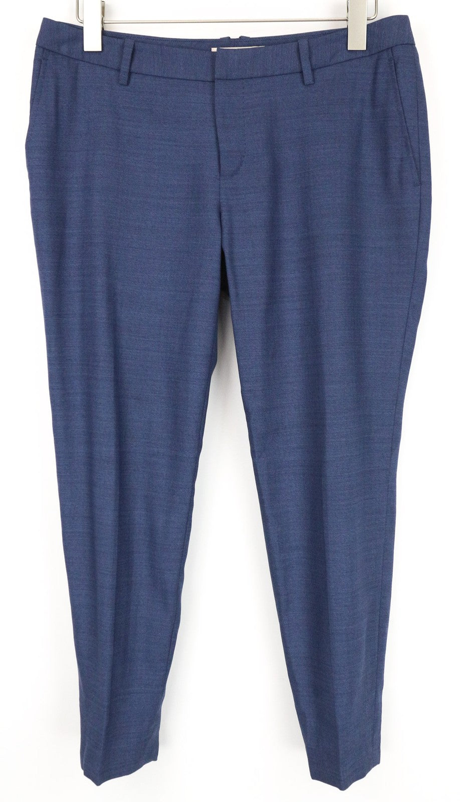 SUISTUDIO Grey Women's Trousers UK14S Blue Slim Melange Pure Wool Flat Front