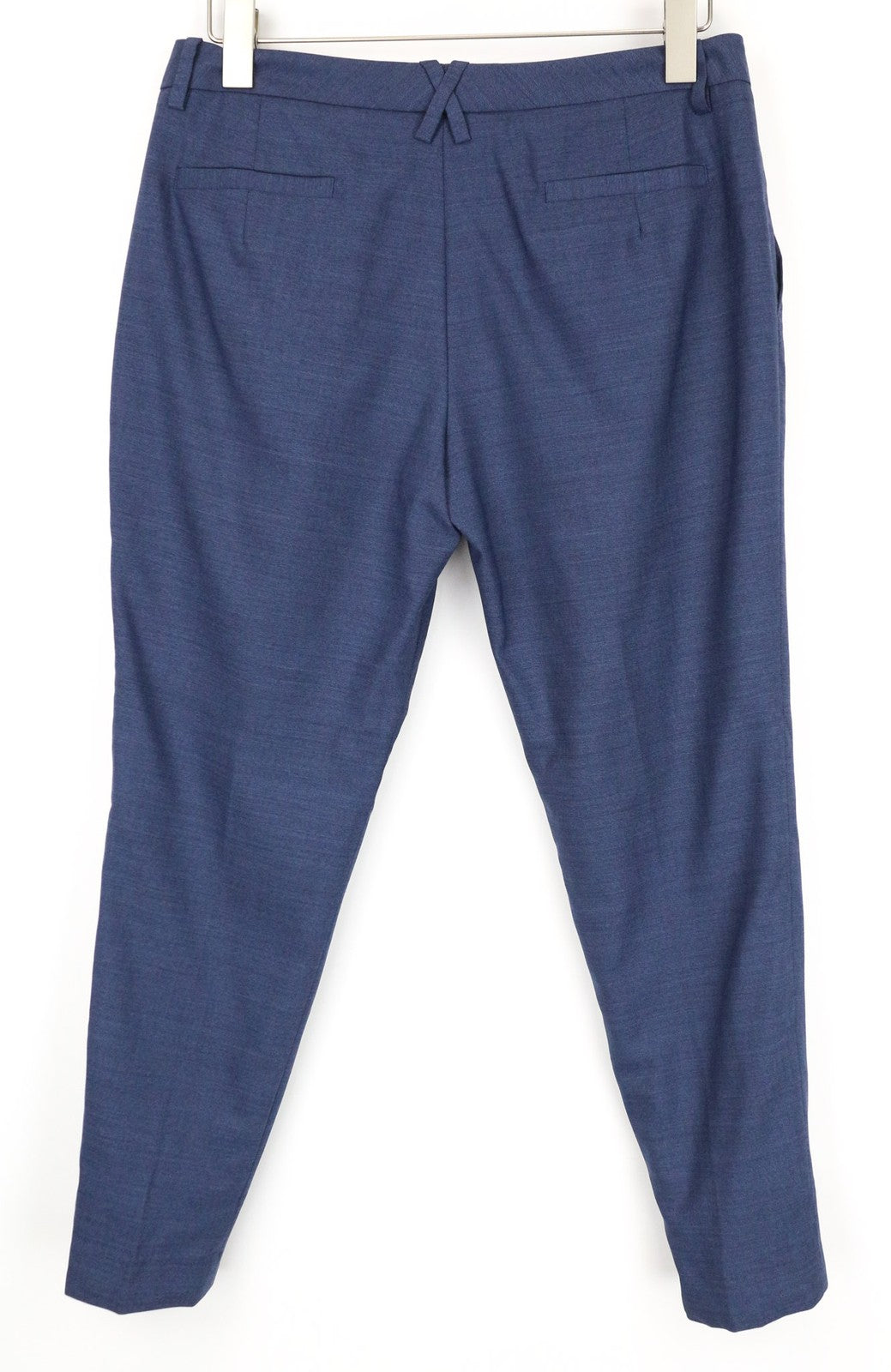 SUISTUDIO Grey Women's Trousers UK14S Blue Slim Melange Pure Wool Flat Front