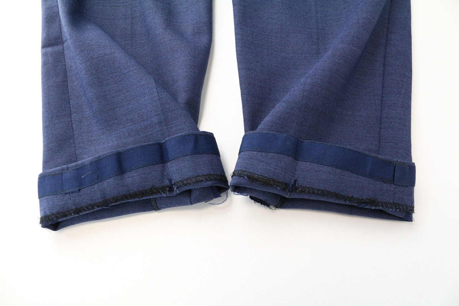 SUISTUDIO Grey Women's Trousers UK14S Blue Slim Melange Pure Wool Flat Front