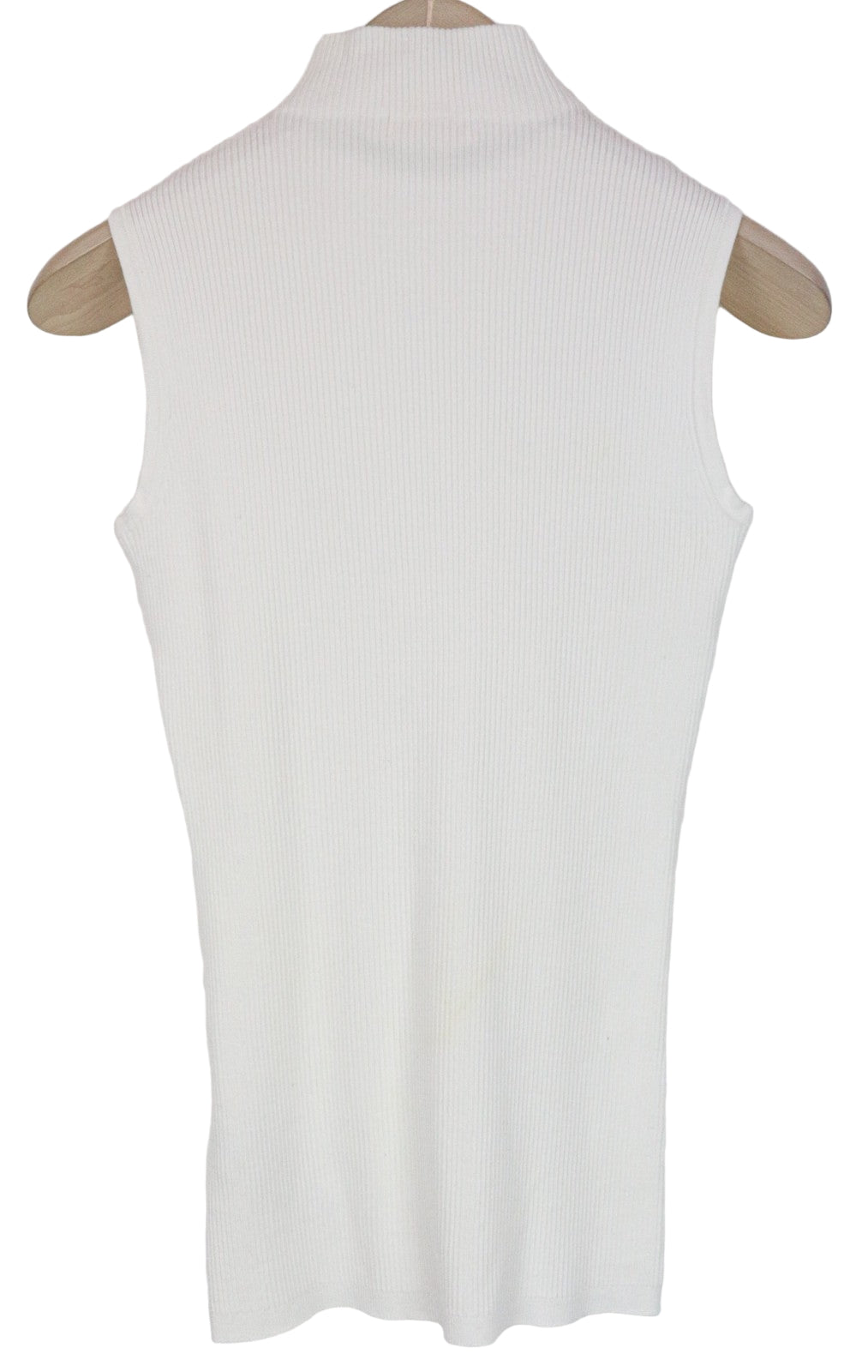 SUISTUDIO Blanca Women's T-Shirt XS White Sleeveless Ribbed Round Neck Top