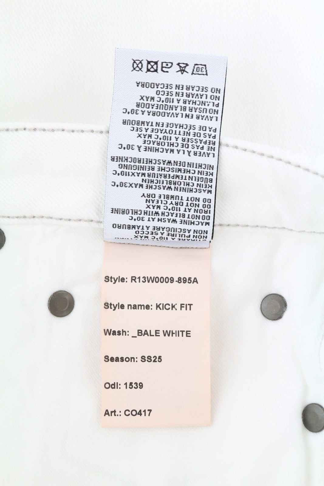 R13 Kick Fit Women Jeans 26 Bale White Flared Cropped Ankle Length Light RRP€499