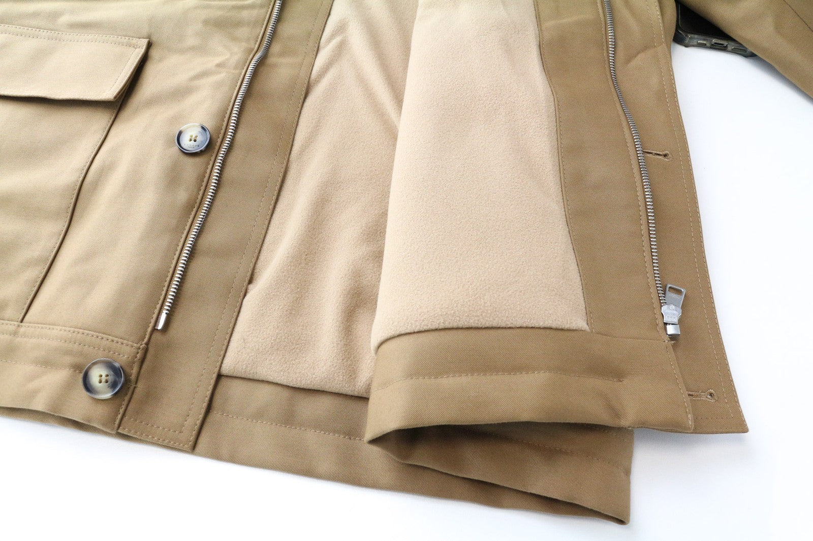 SANDRO Men's Jacket 2XL Light Brown Parka Hood Classic Zip Lined Pure Cotton