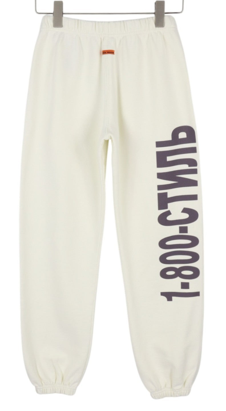 HERON PRESTON Real Estate Women Trousers XS White Sweatpants Front Logo RRP€399