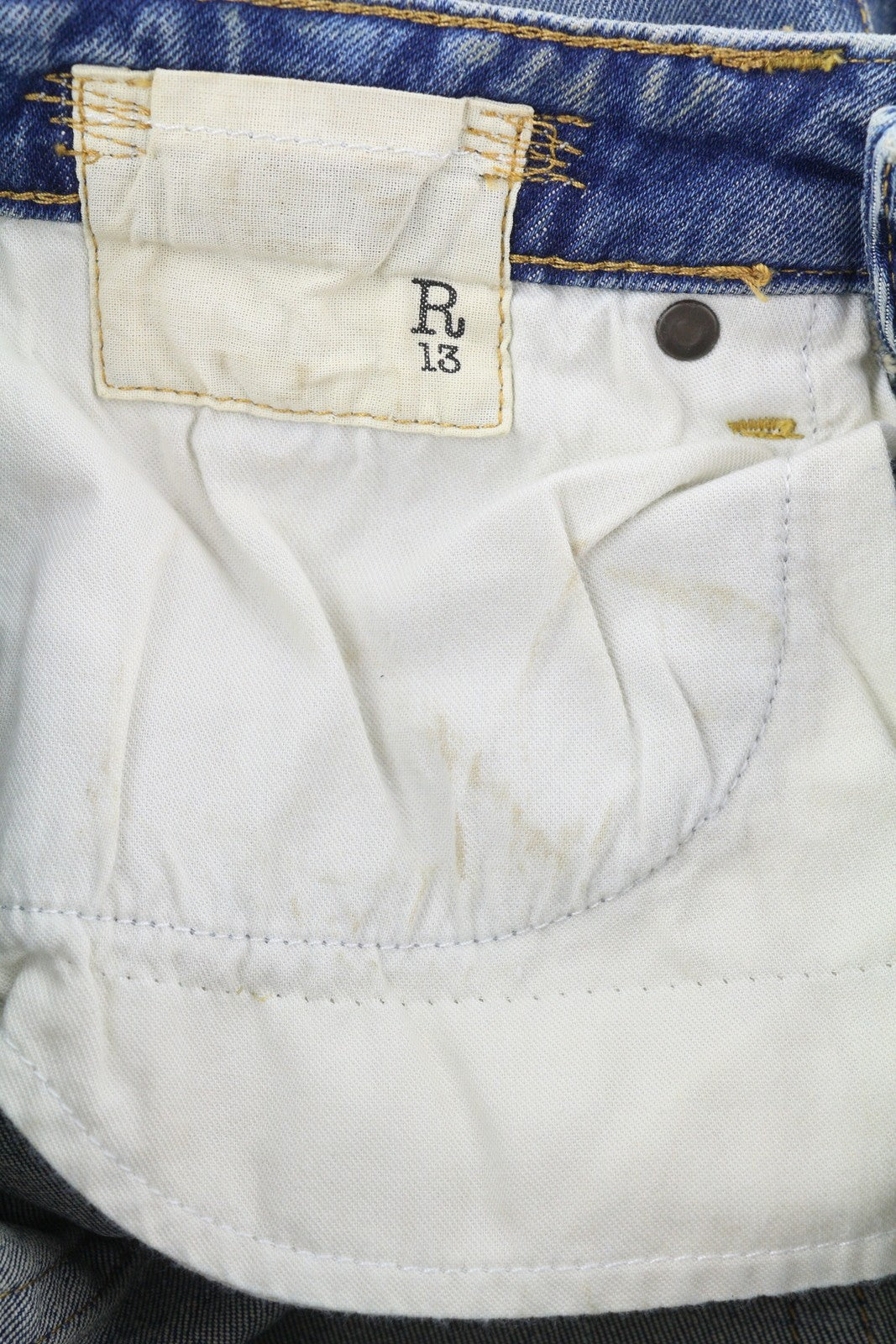 R13 Kick Fit Women Jeans 26 Kelly Stretch Flared Cropped Faded Denim RRP€699