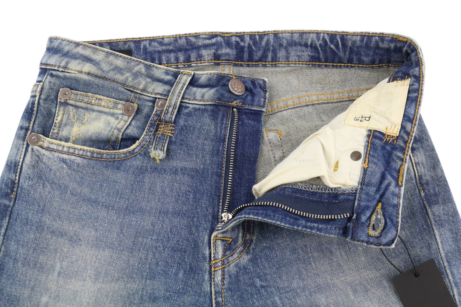 R13 Kick Fit Women Jeans 26 Kelly Stretch Flared Cropped Faded Denim RRP€699