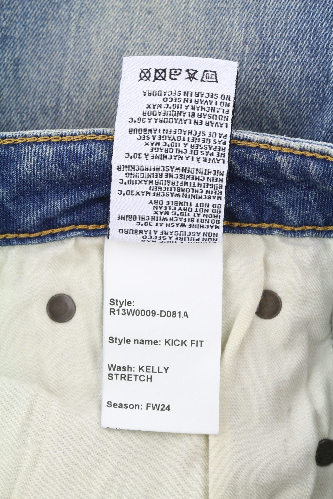 R13 Kick Fit Women Jeans 26 Kelly Stretch Flared Cropped Faded Denim RRP€699