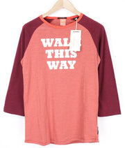 SCOTCH & SODA Men's T-Shirt S Red Melange Graphic Crew Neck 3/4 Sleeve Cotton