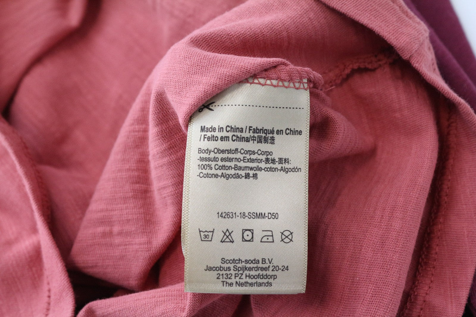 SCOTCH & SODA Men's T-Shirt S Red Melange Graphic Crew Neck 3/4 Sleeve Cotton