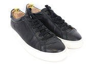 SUITSUPPLY Men's Trainers EU42 Black Grained Leather Lace-Up Casual Sneakers