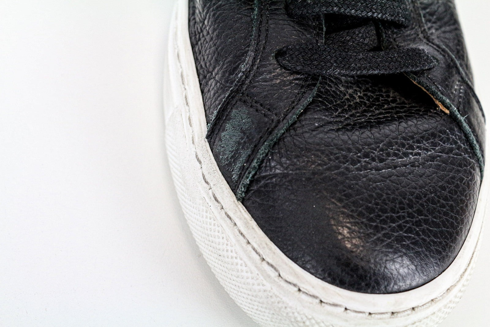 SUITSUPPLY Men's Trainers EU42 Black Grained Leather Lace-Up Casual Sneakers