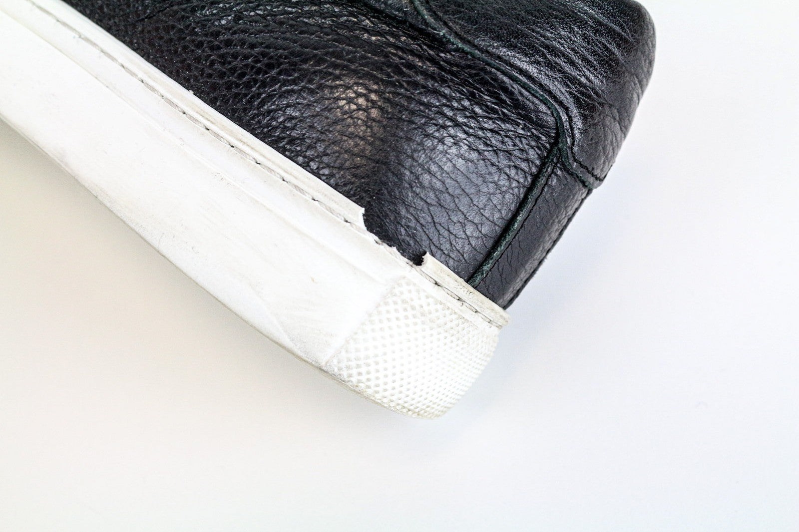 SUITSUPPLY Men's Trainers EU42 Black Grained Leather Lace-Up Casual Sneakers