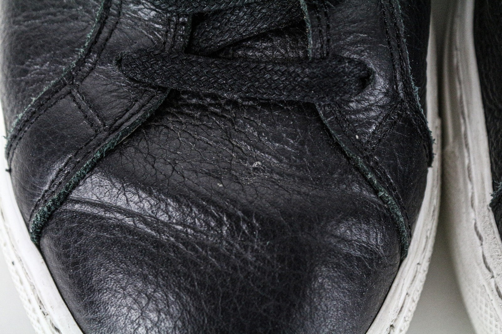 SUITSUPPLY Men's Trainers EU42 Black Grained Leather Lace-Up Casual Sneakers