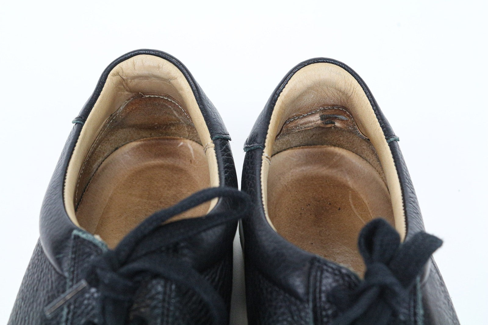 SUITSUPPLY Men's Trainers EU42 Black Grained Leather Lace-Up Casual Sneakers