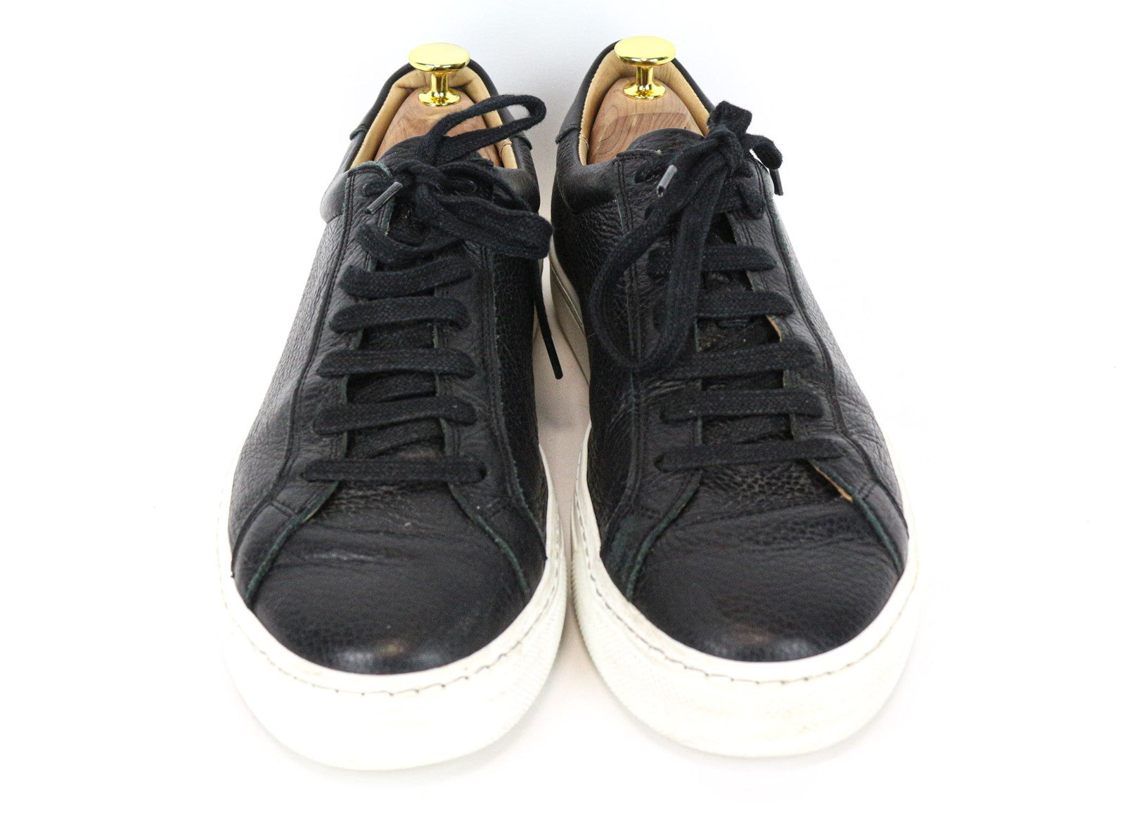 SUITSUPPLY Men's Trainers EU42 Black Grained Leather Lace-Up Casual Sneakers