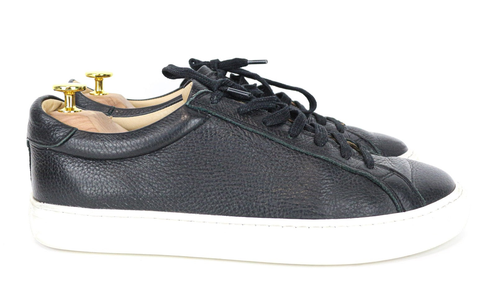 SUITSUPPLY Men's Trainers EU42 Black Grained Leather Lace-Up Casual Sneakers