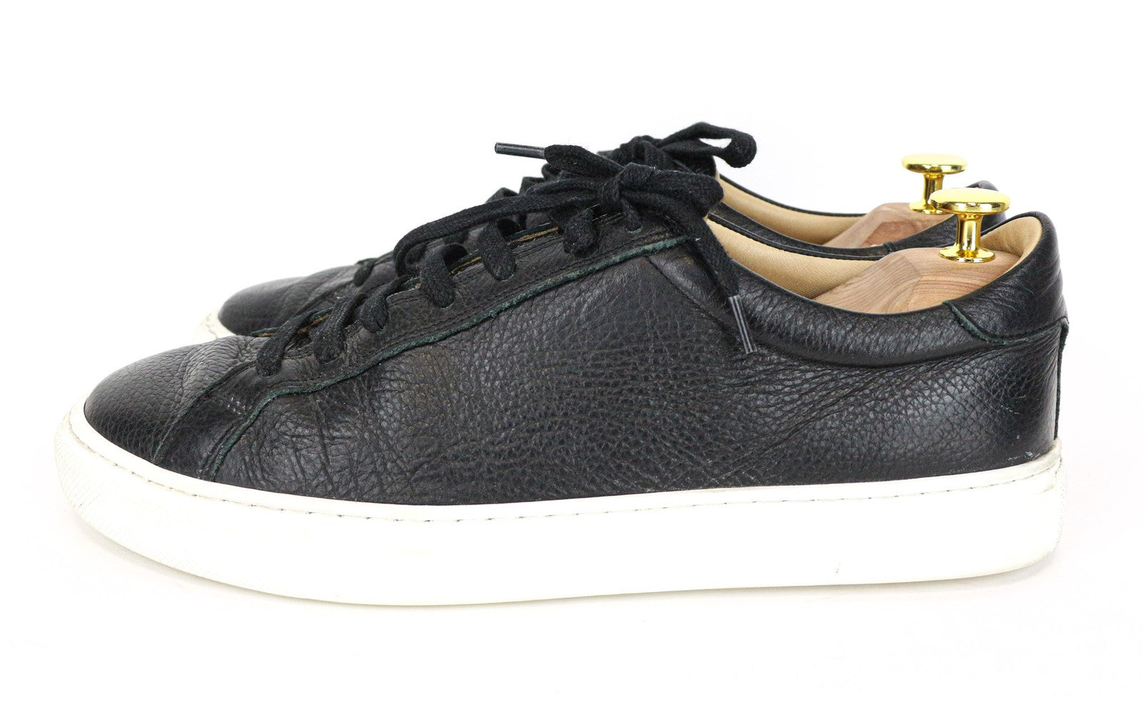 SUITSUPPLY Men's Trainers EU42 Black Grained Leather Lace-Up Casual Sneakers