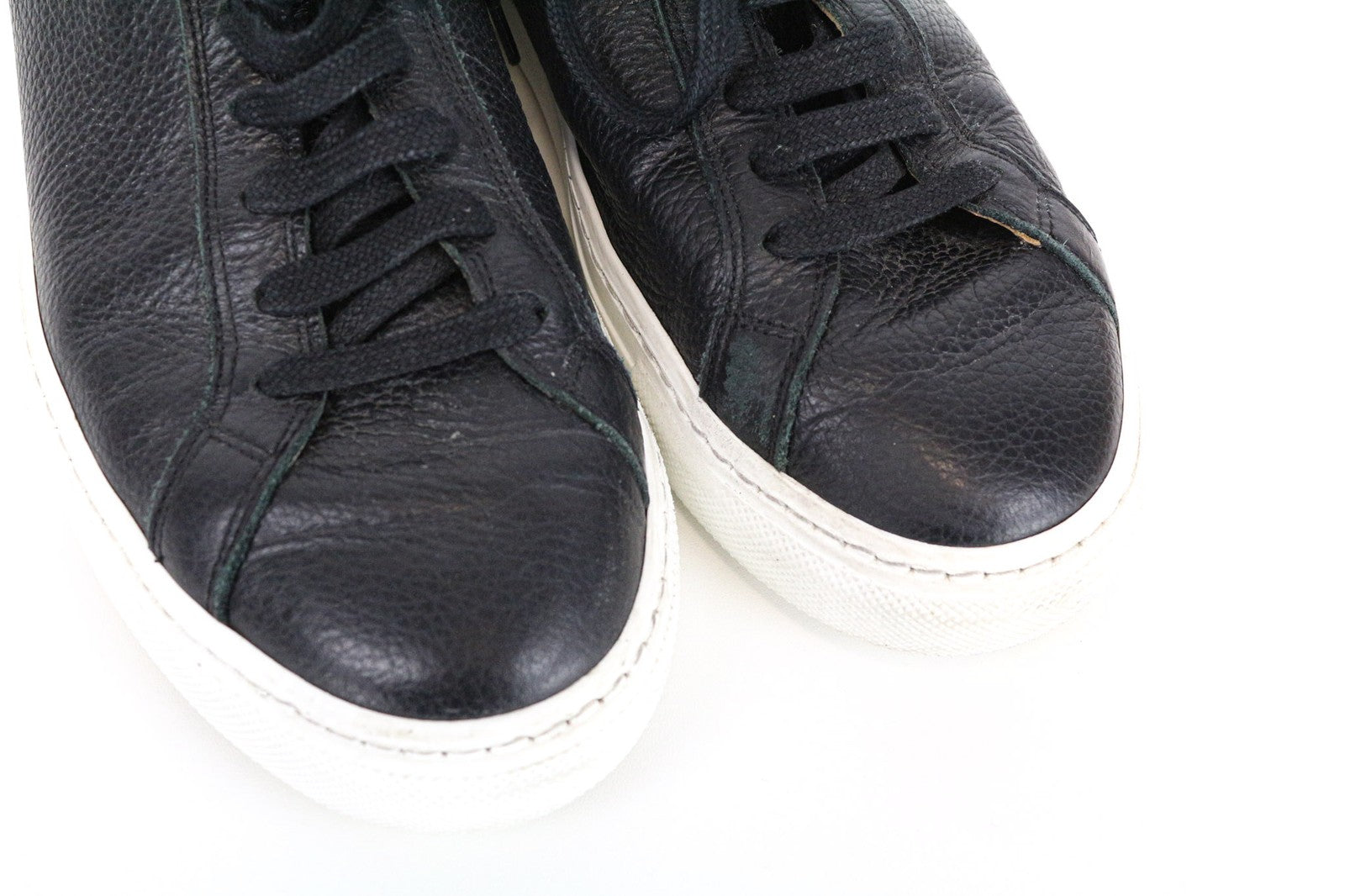 SUITSUPPLY Men's Trainers EU42 Black Grained Leather Lace-Up Casual Sneakers