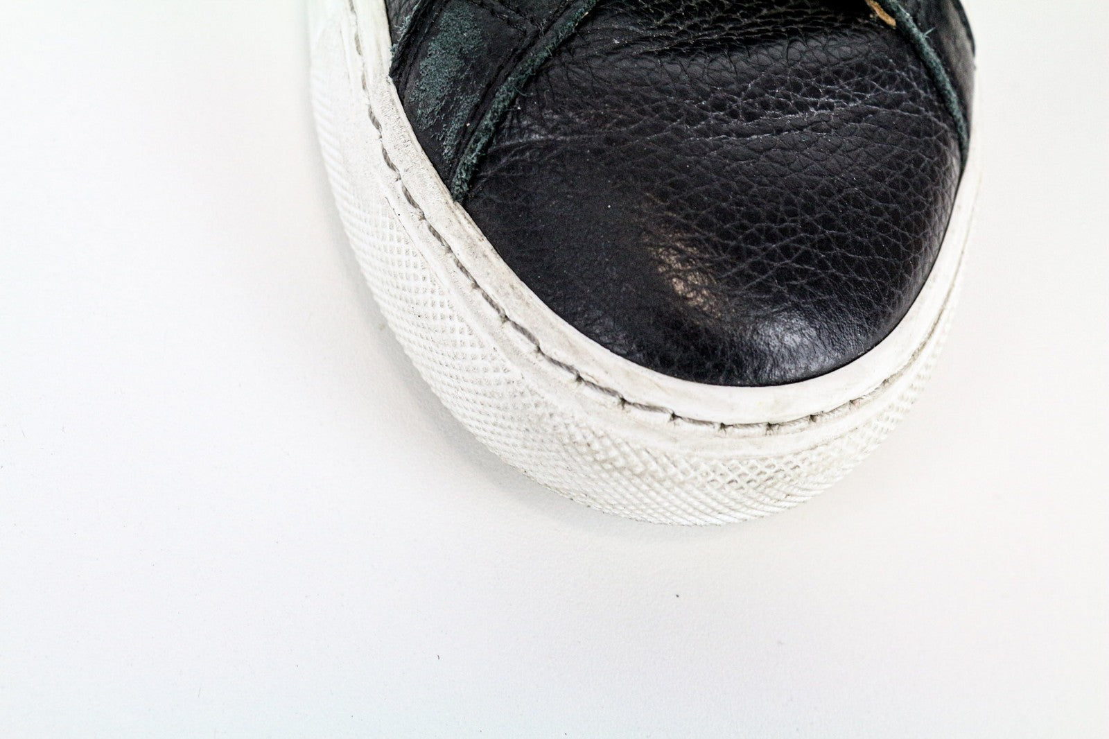 SUITSUPPLY Men's Trainers EU42 Black Grained Leather Lace-Up Casual Sneakers