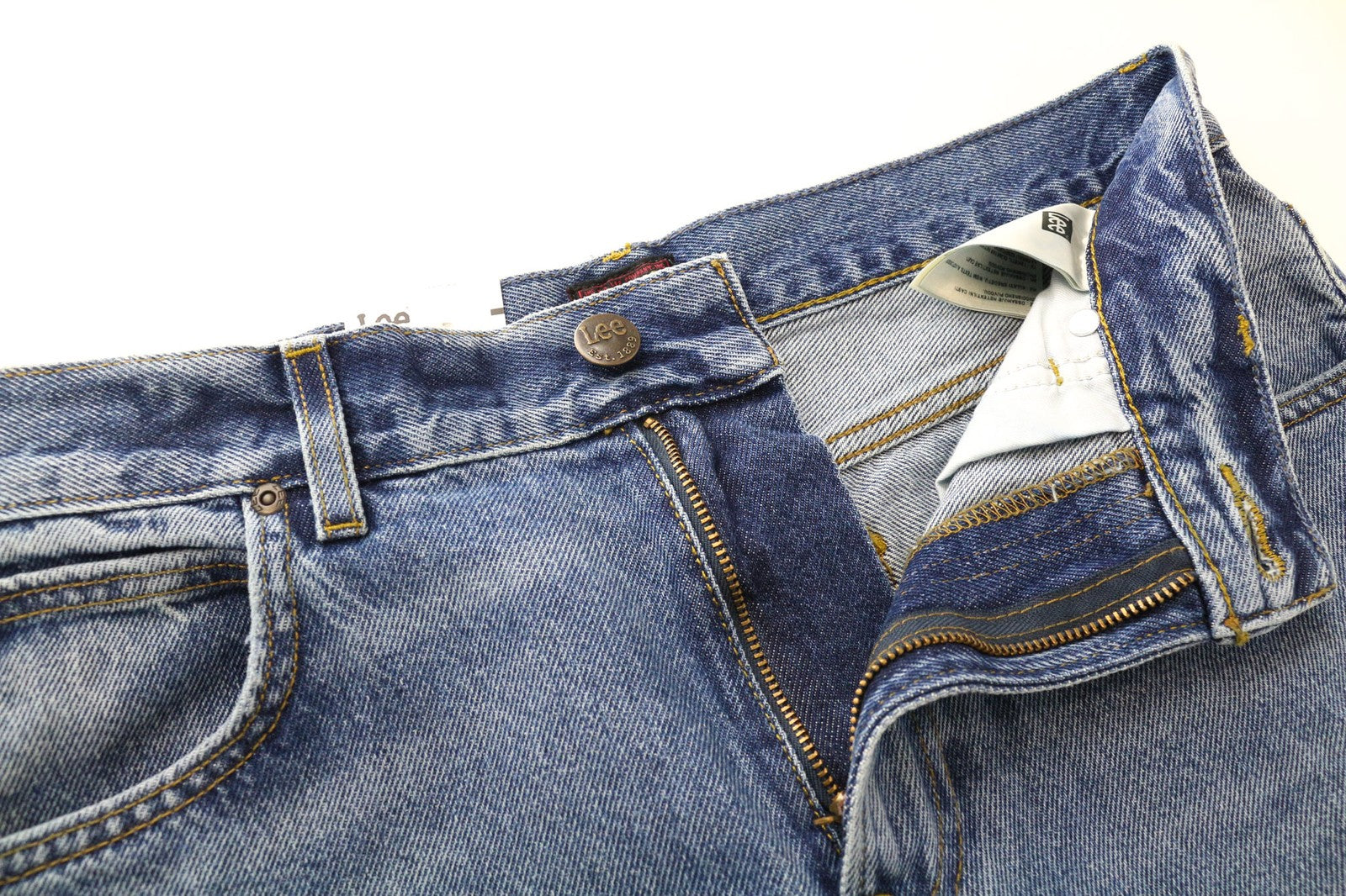 LEE Men's Jeans W31/L32 Blue Straight Loose Fit Non-Stretch Distressed Zipped