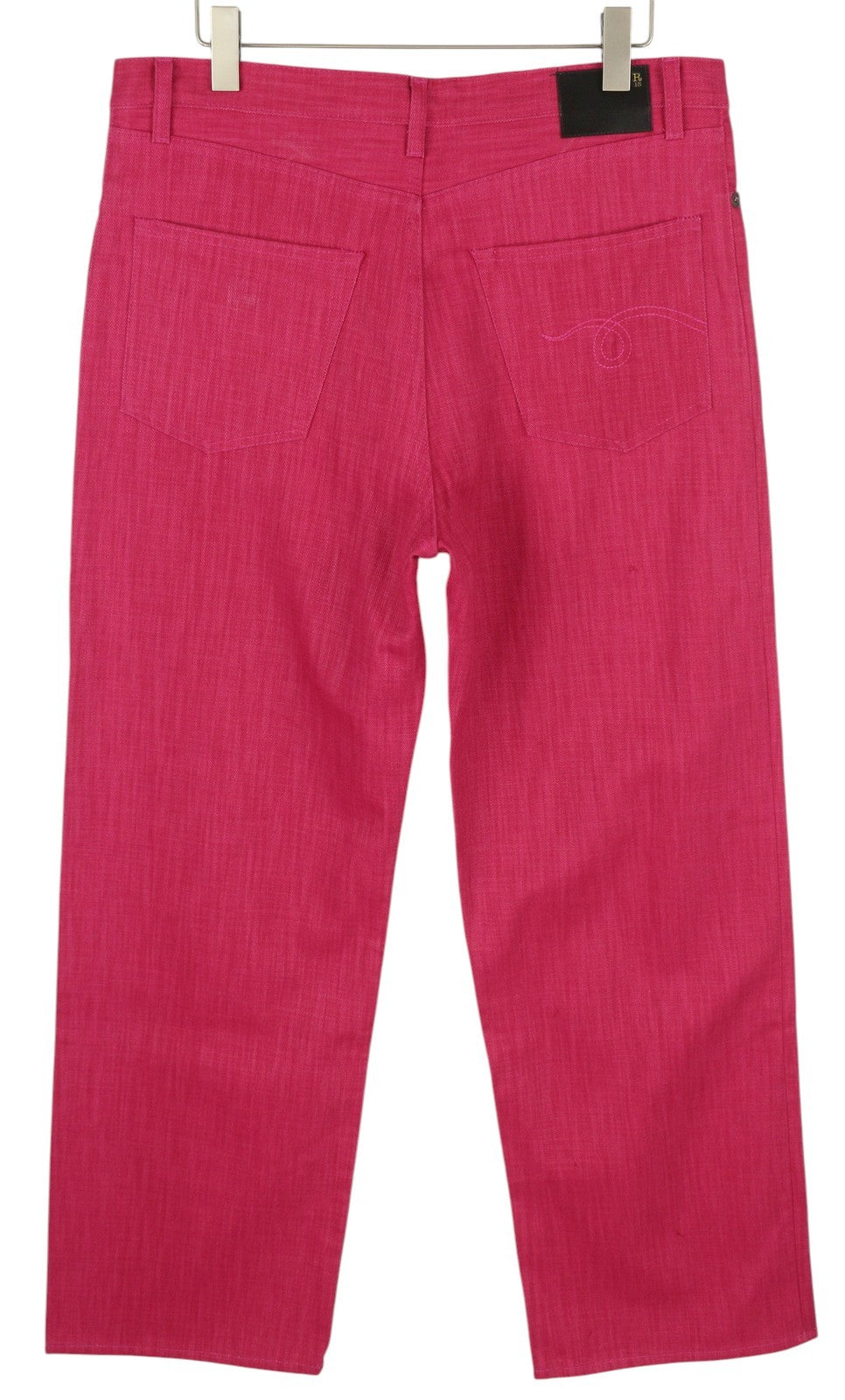 R13 Damon Pleated Women Jeans 26 Vivid Pink Wide Leg Zip Fly Five-Pockets Denim