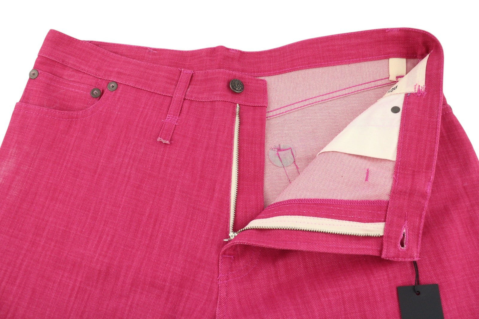 R13 Damon Pleated Women Jeans 26 Vivid Pink Wide Leg Zip Fly Five-Pockets Denim