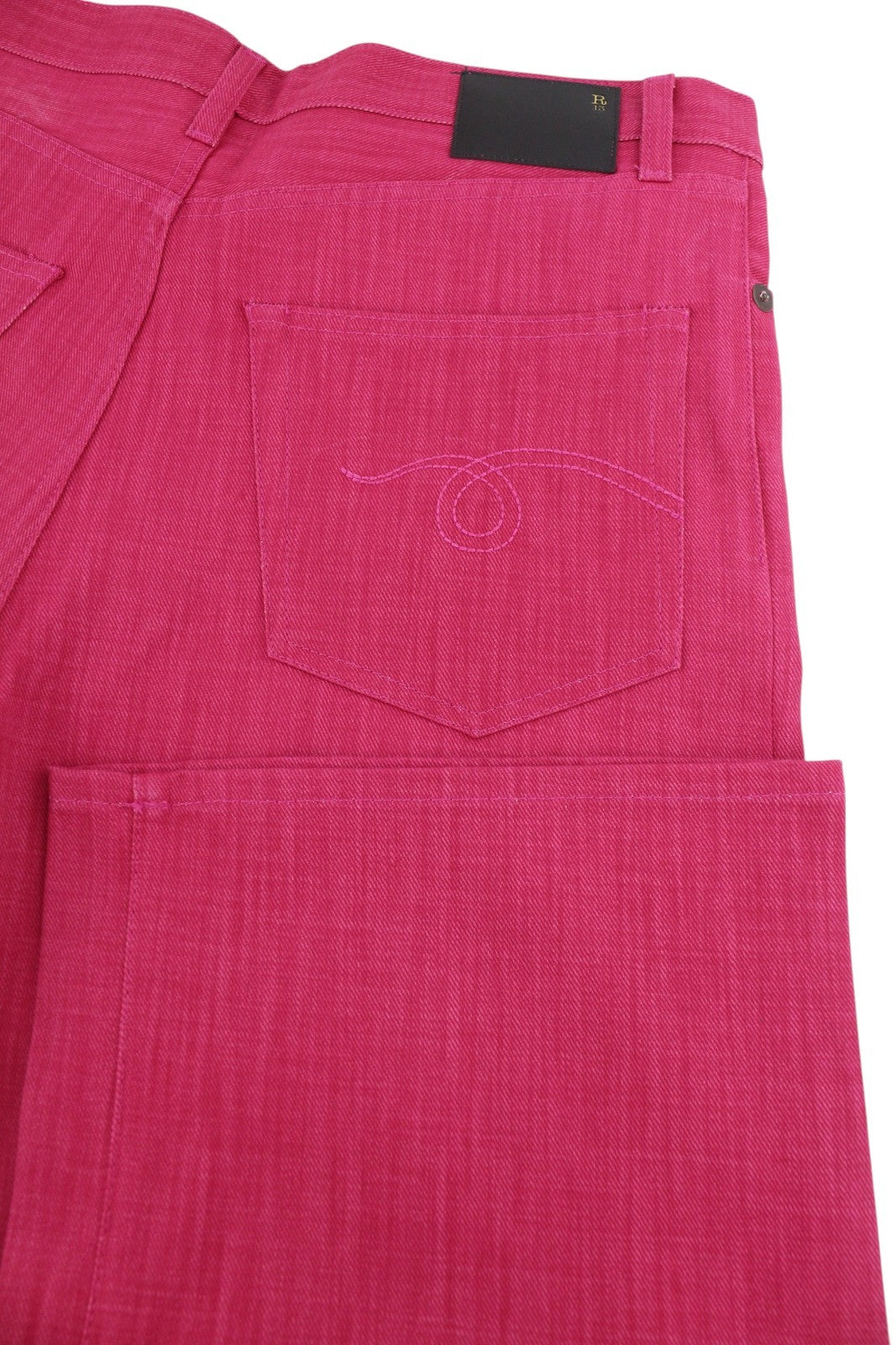 R13 Damon Pleated Women Jeans 26 Vivid Pink Wide Leg Zip Fly Five-Pockets Denim