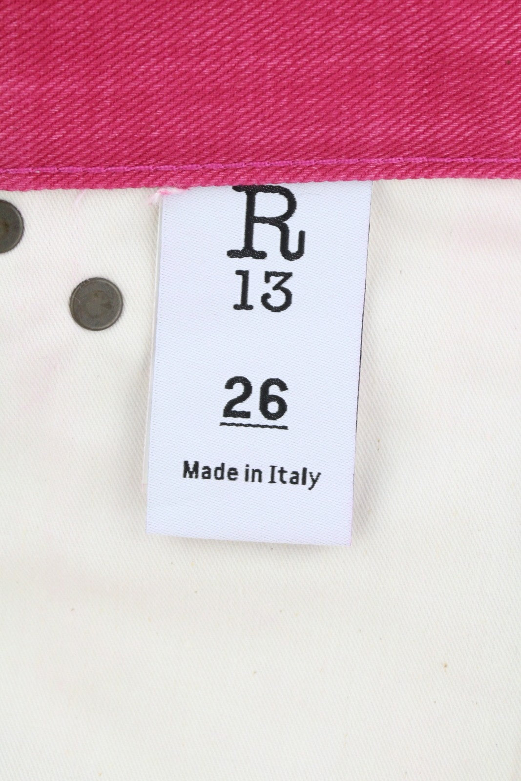 R13 Damon Pleated Women Jeans 26 Vivid Pink Wide Leg Zip Fly Five-Pockets Denim