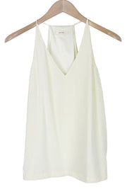 SUISTUDIO Rickie Women's Top UK10 Off-White Silk Slim V-Neck Sleeveless Camisole