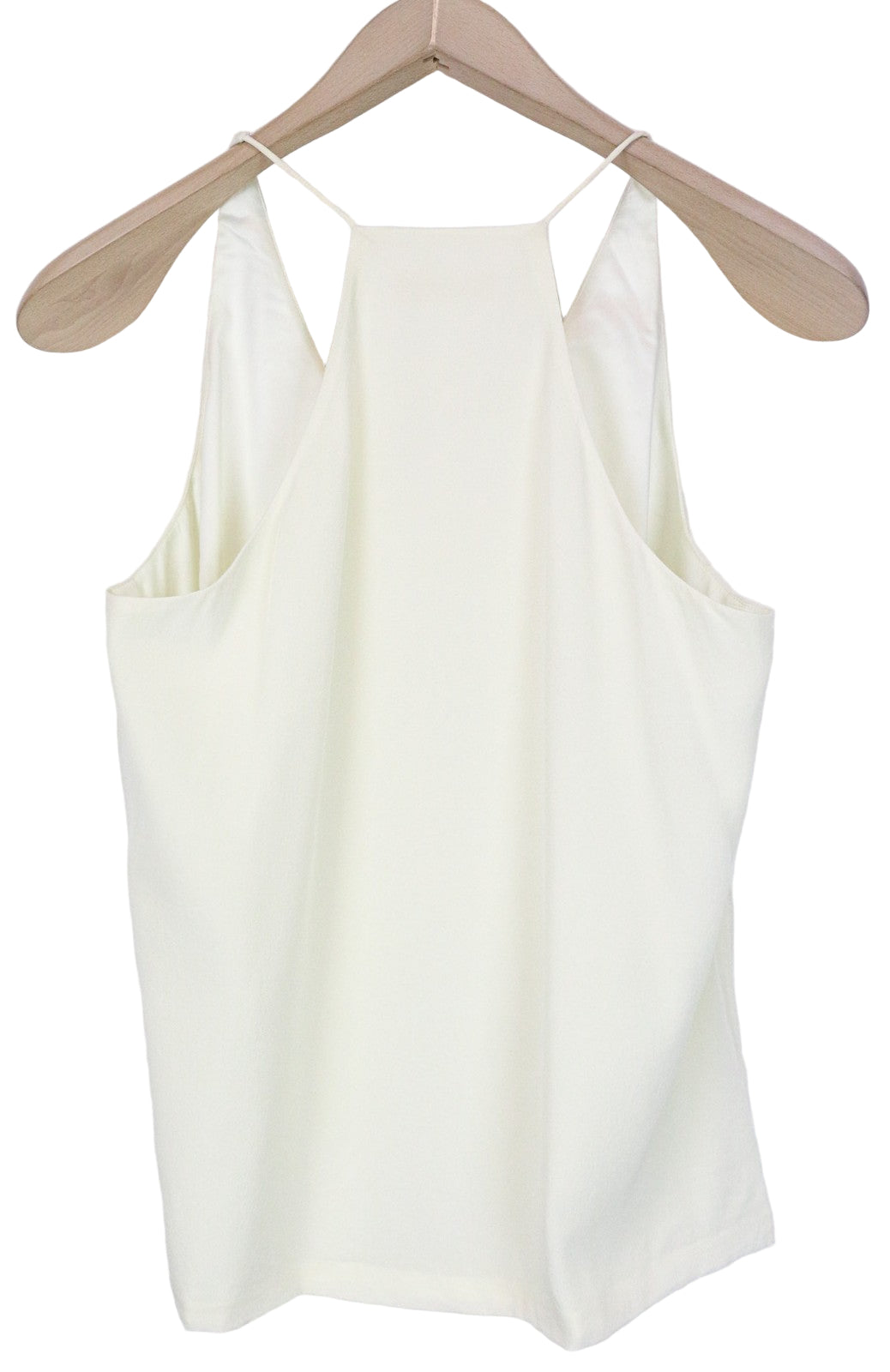 SUISTUDIO Rickie Women's Top UK10 Off-White Silk Slim V-Neck Sleeveless Camisole