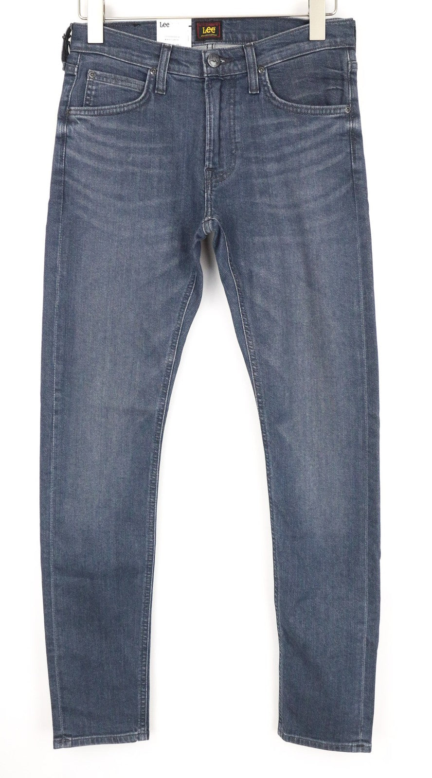 LEE Luke Men's Jeans W28/L32 Dark Blue Slim Tapered Stretch Fit Faded Zip Fly