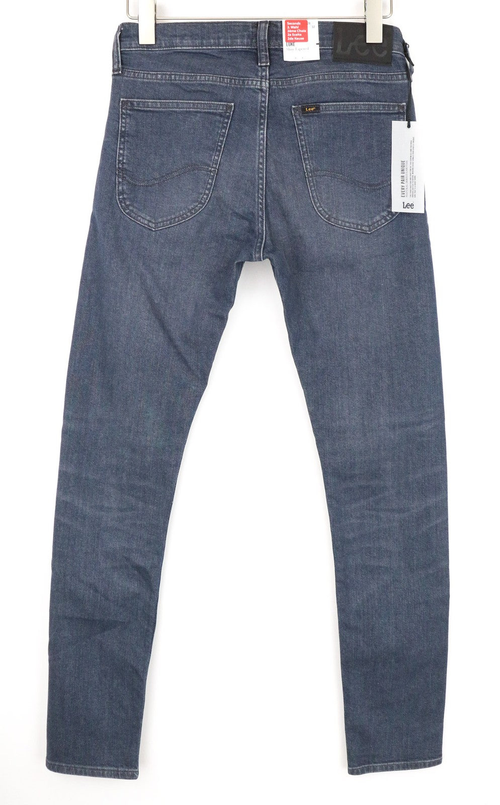 LEE Luke Men's Jeans W28/L32 Dark Blue Slim Tapered Stretch Fit Faded Zip Fly