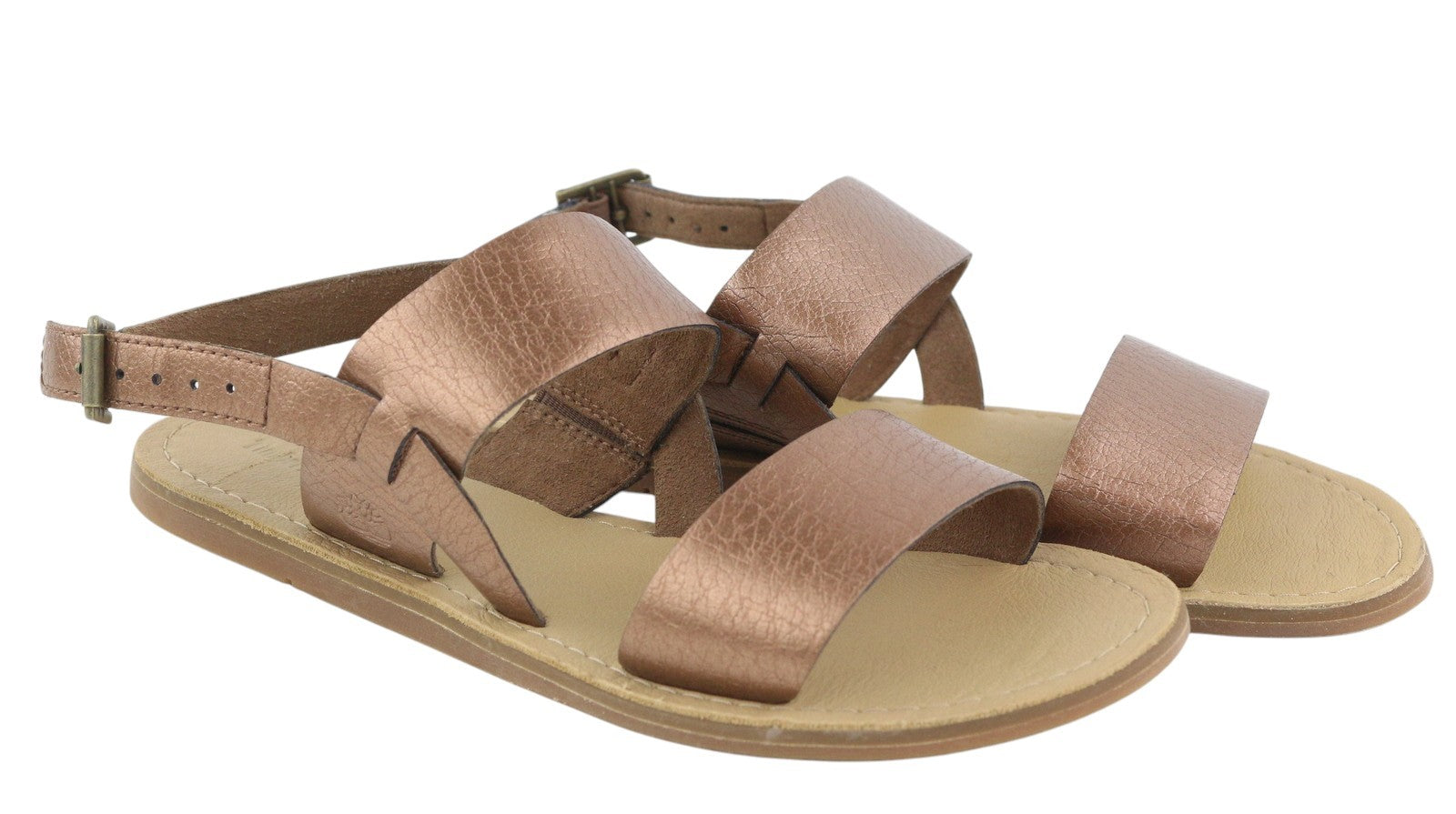TIMBERLAND A1A8Y Women Sandals EU38/38.5 Brown Leather Flats Buckle Closure