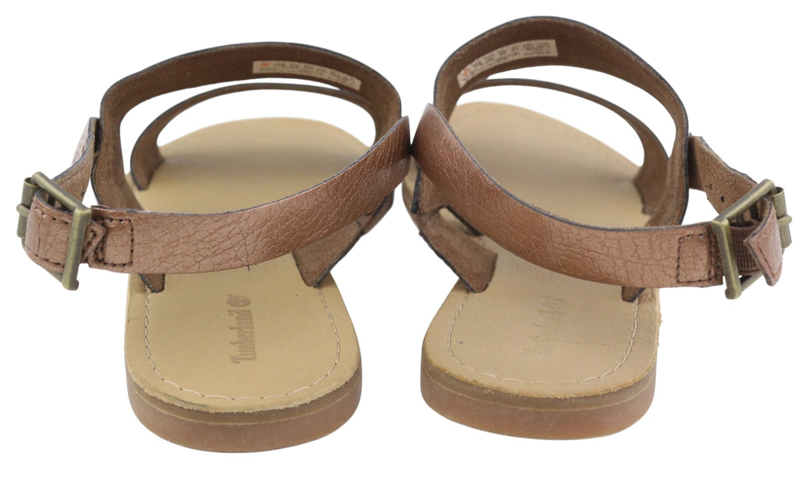 TIMBERLAND A1A8Y Women Sandals EU38/38.5 Brown Leather Flats Buckle Closure
