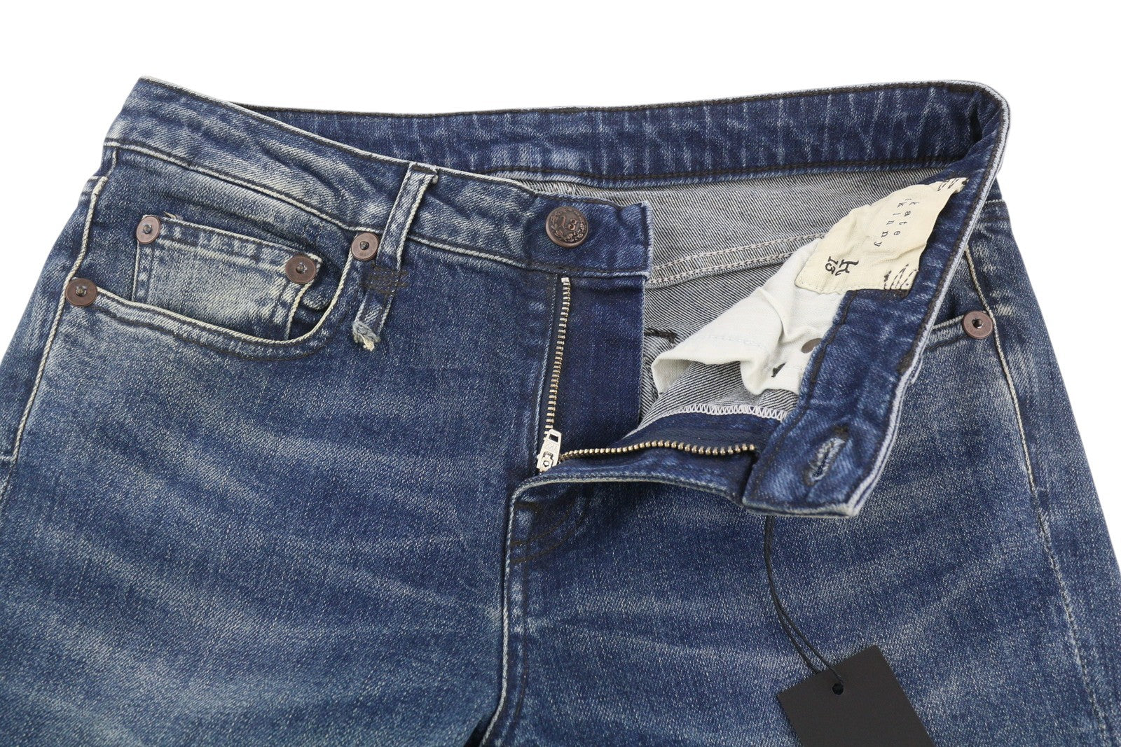 R13 Kate Skinny Let Down Hem Cuff Women Jeans 27 Kinsley Stretch Tex Faded Blue