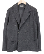 SUITSUPPLY Men's Jacket L Grey Slim Double-Breasted Cotton Blend Melange Unlined