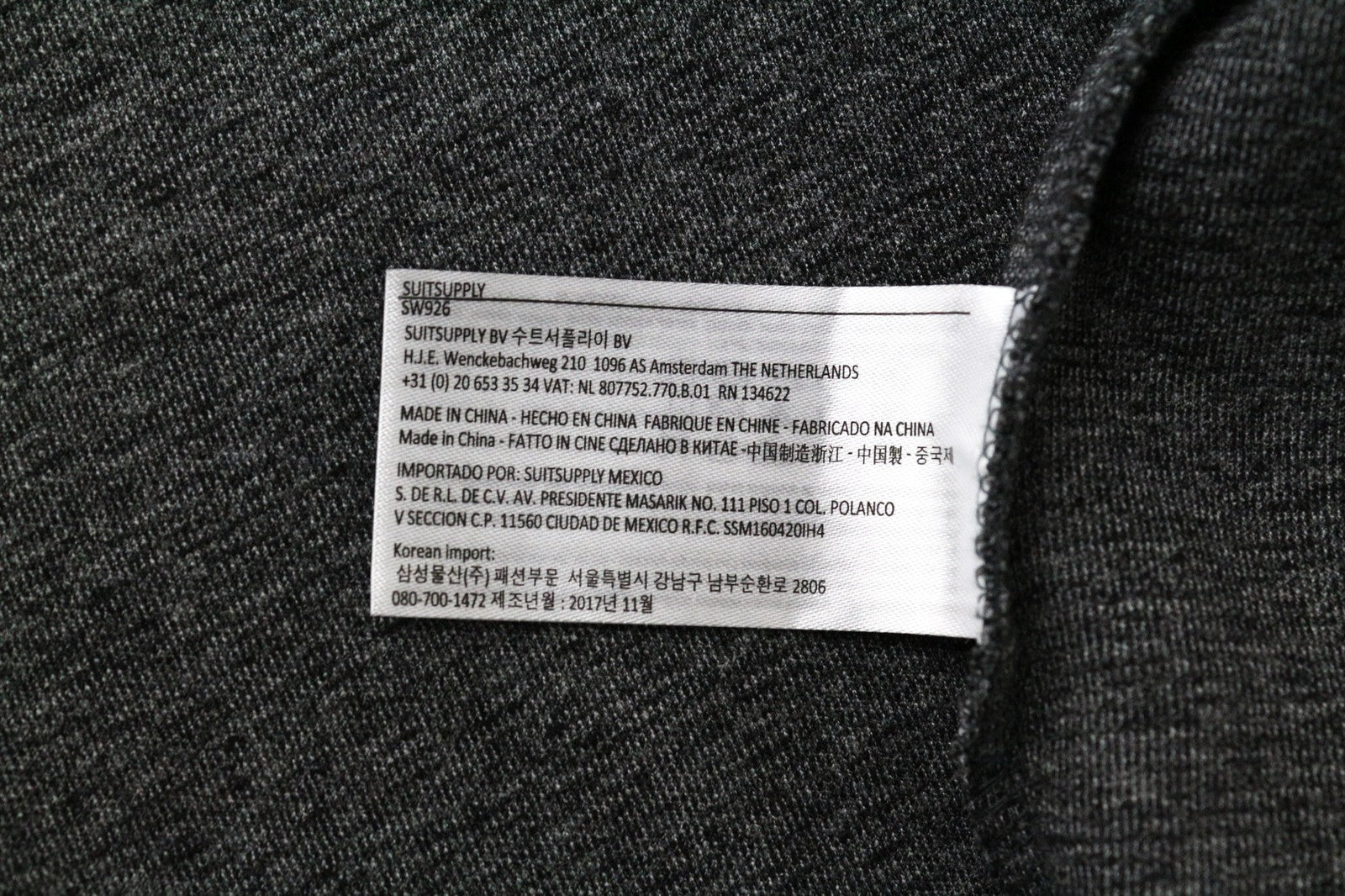 SUITSUPPLY Men's Jacket L Grey Slim Double-Breasted Cotton Blend Melange Unlined