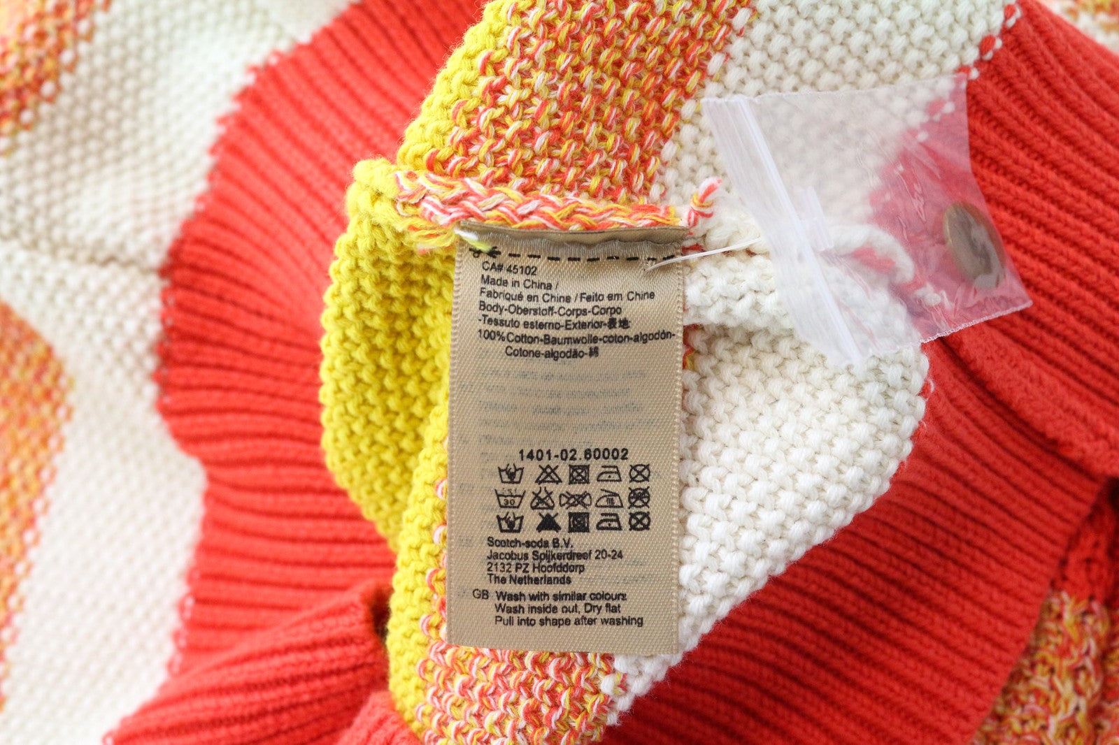 SCOTCH & SODA Ams Couture Men's Jumper M Orange Cotton Striped Knit Sweater