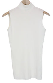 SUISTUDIO Blanca Women's Top S Sleeveless Ribbed Off-White Slim High Neck Tank