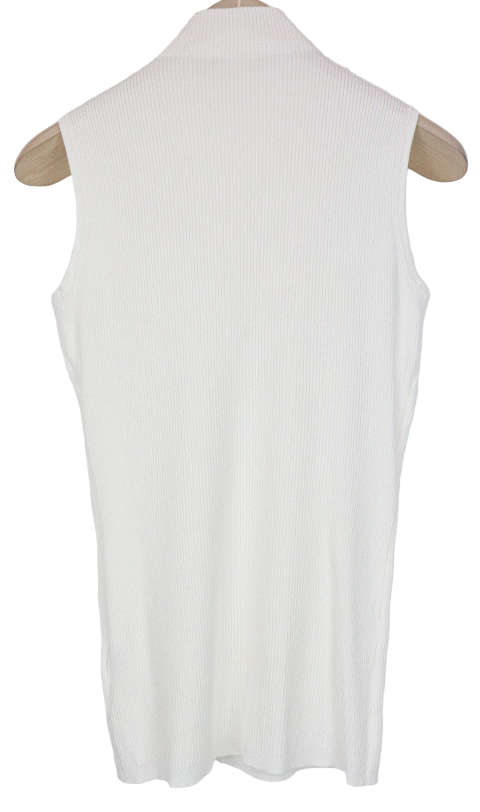 SUISTUDIO Blanca Women's Top S Sleeveless Ribbed Off-White Slim High Neck Tank
