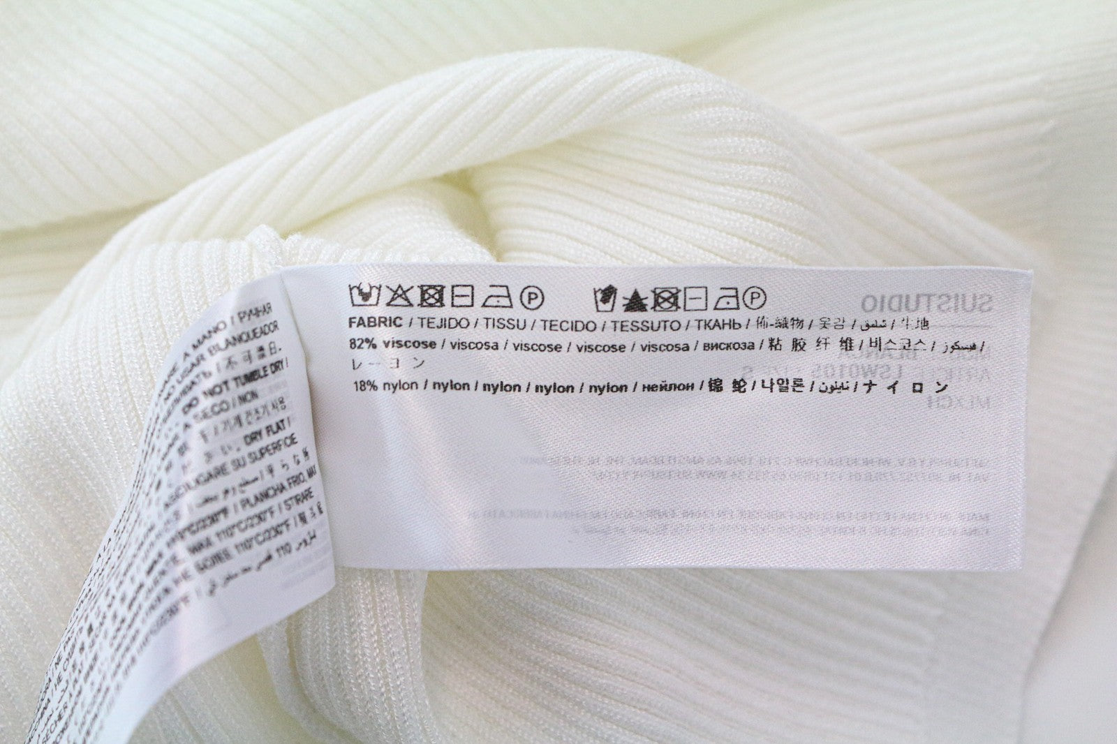 SUISTUDIO Blanca Women's Top S Sleeveless Ribbed Off-White Slim High Neck Tank